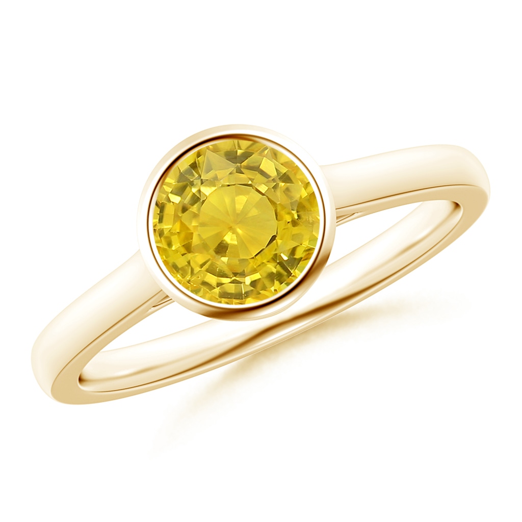 6mm AAA Classic Bezel-Set Round Yellow Sapphire Solitaire Ring in Yellow Gold