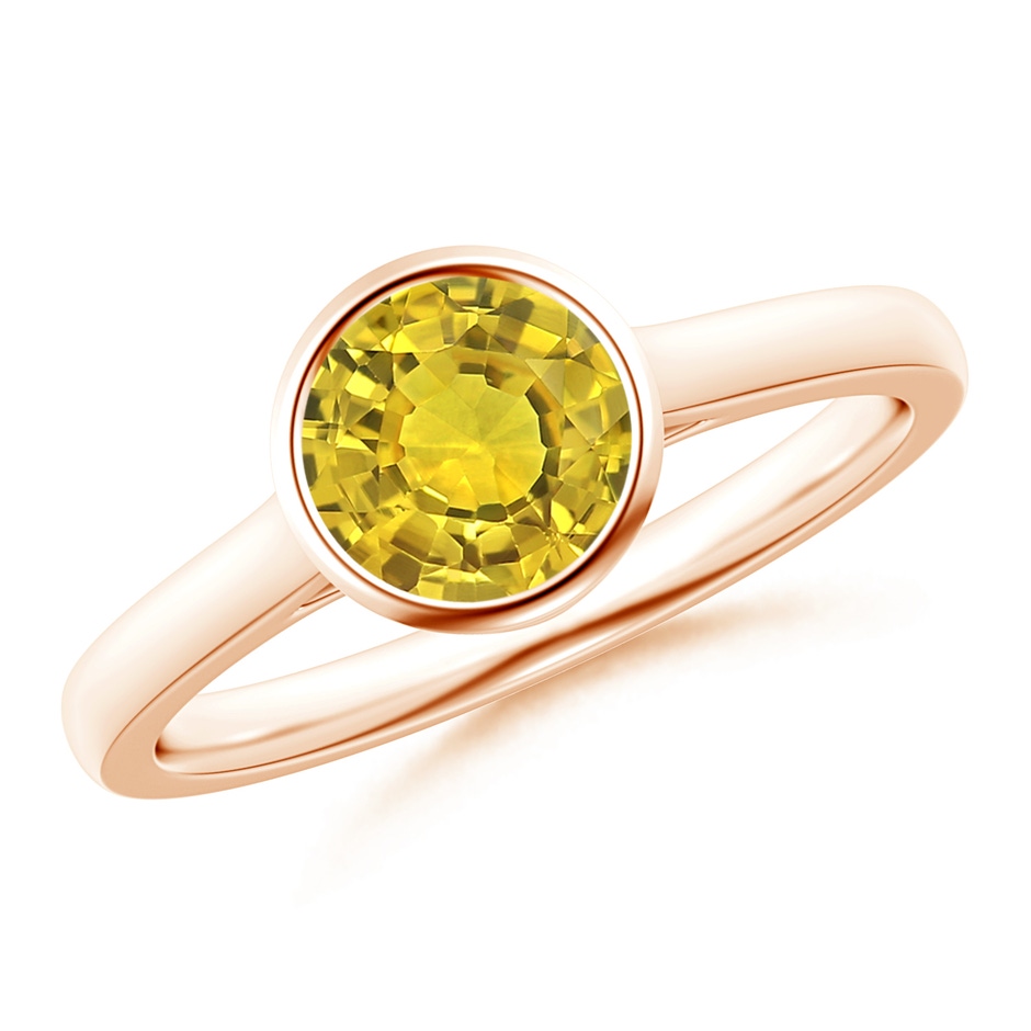 6mm AAAA Classic Bezel-Set Round Yellow Sapphire Solitaire Ring in Rose Gold 