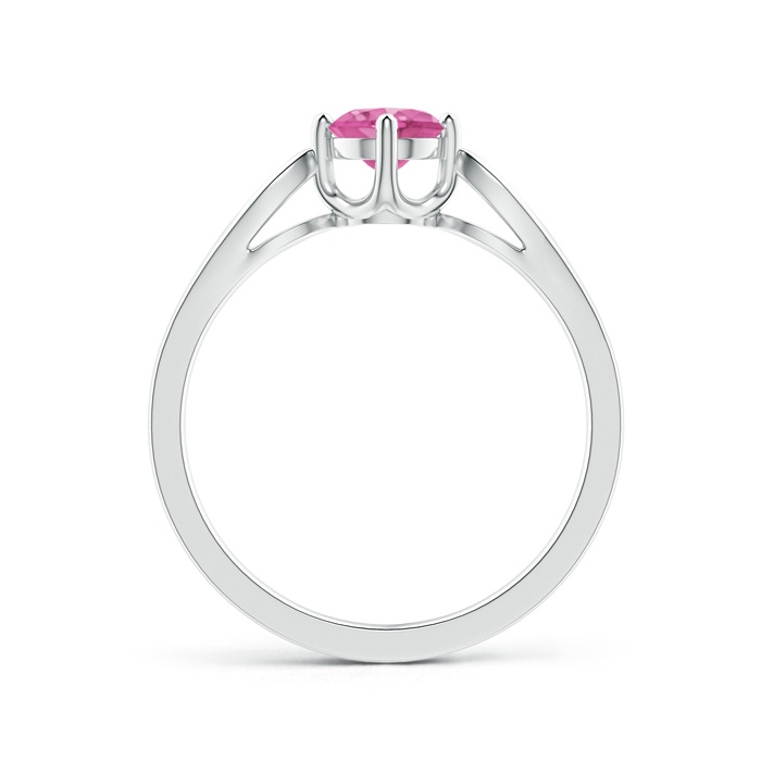 5mm AAA Vintage Style Round Pink Sapphire Solitaire Ring in White Gold Product Image