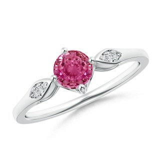 5mm AAAA Vintage Style Round Pink Sapphire Solitaire Ring in White Gold