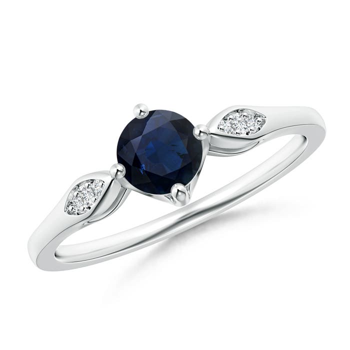 A - Blue Sapphire / 0.64 CT / 14 KT White Gold