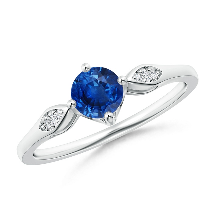 5mm AAA Vintage Style Round Blue Sapphire Solitaire Ring in P950 Platinum