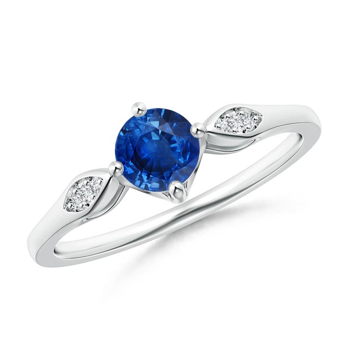 AAA - Blue Sapphire / 0.64 CT / 14 KT White Gold