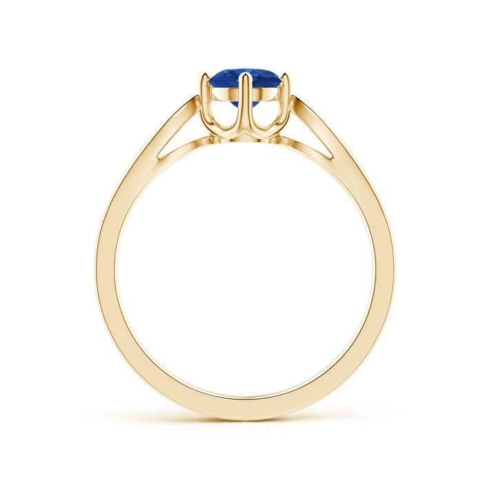 5mm AAA Vintage Style Round Blue Sapphire Solitaire Ring in Yellow Gold Product Image