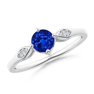 5mm AAAA Vintage Style Round Blue Sapphire Solitaire Ring in White Gold