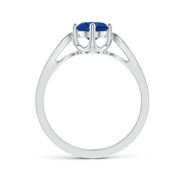 6mm AAA Vintage Style Round Blue Sapphire Solitaire Ring in White Gold Product Image