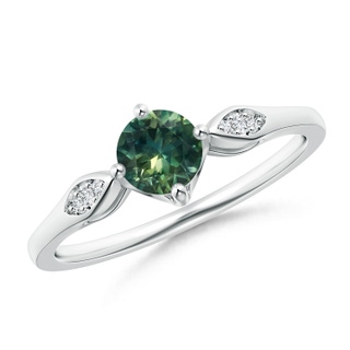 5mm AA Vintage Style Round Teal Montana Sapphire Solitaire Ring in P950 Platinum