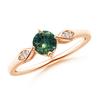 5mm AA Vintage Style Round Teal Montana Sapphire Solitaire Ring in Rose Gold