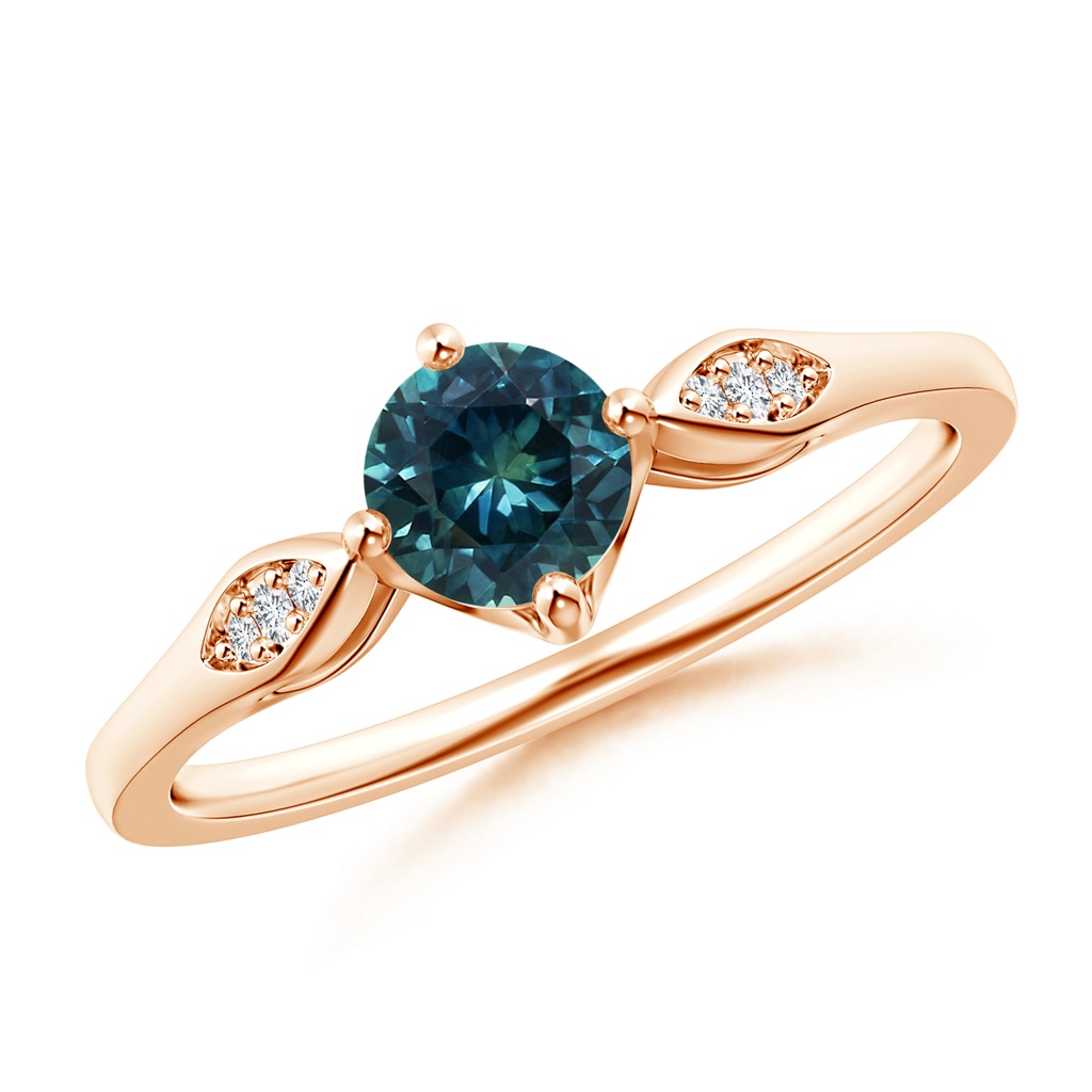 5mm AAA Vintage Style Round Teal Montana Sapphire Solitaire Ring in Rose Gold