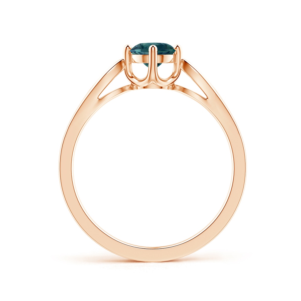 5mm AAA Vintage Style Round Teal Montana Sapphire Solitaire Ring in Rose Gold - side 199