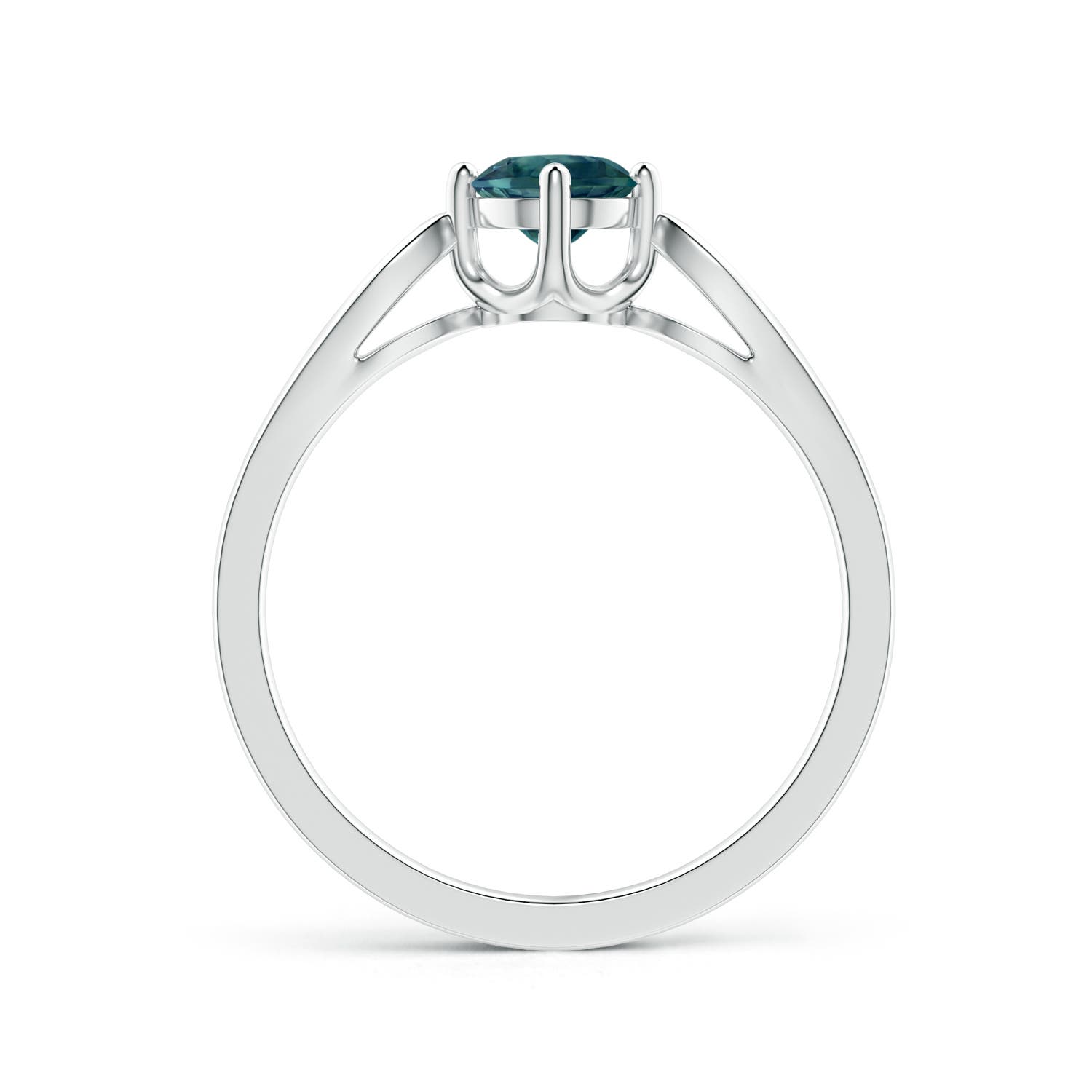 5mm AAA Vintage Style Round Teal Montana Sapphire Solitaire Ring in White Gold - side 2