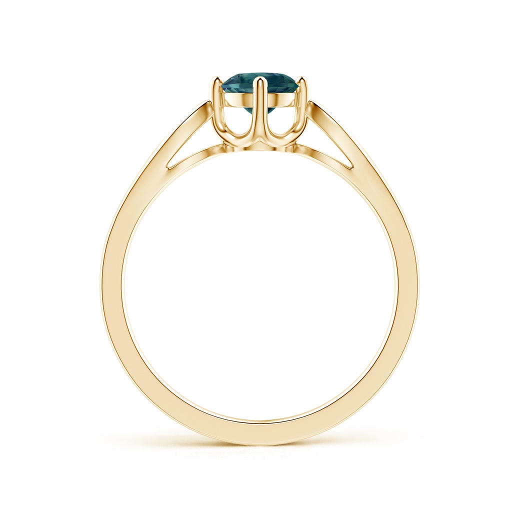 5mm AAA Vintage Style Round Teal Montana Sapphire Solitaire Ring in Yellow Gold - side 199