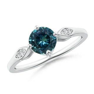 6mm AAA Vintage Style Round Teal Montana Sapphire Solitaire Ring in P950 Platinum