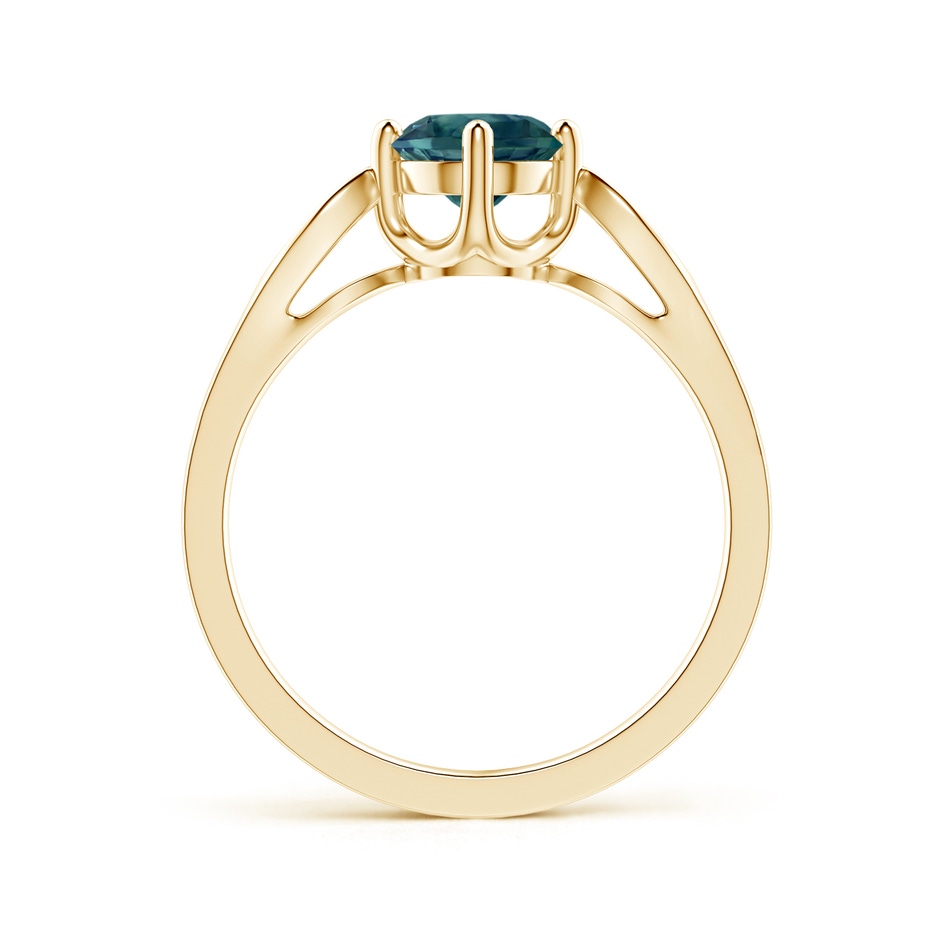 6mm AAA Vintage Style Round Teal Montana Sapphire Solitaire Ring in Yellow Gold side 1