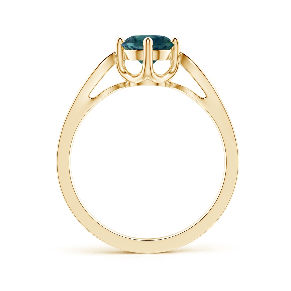 6mm AAA Vintage Style Round Teal Montana Sapphire Solitaire Ring in Yellow Gold - side 199