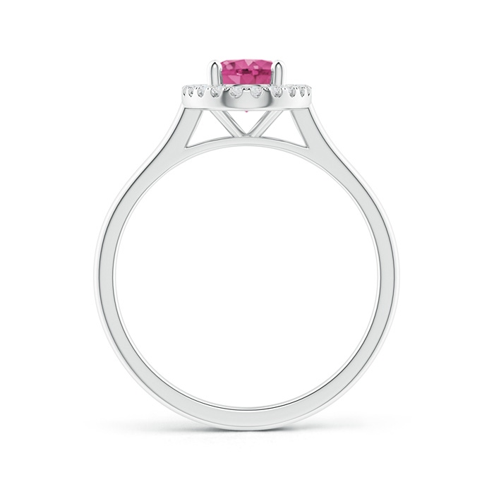 7x5mm AAAA Prong-Set Oval Pink Sapphire Halo Ring in White Gold Product Image