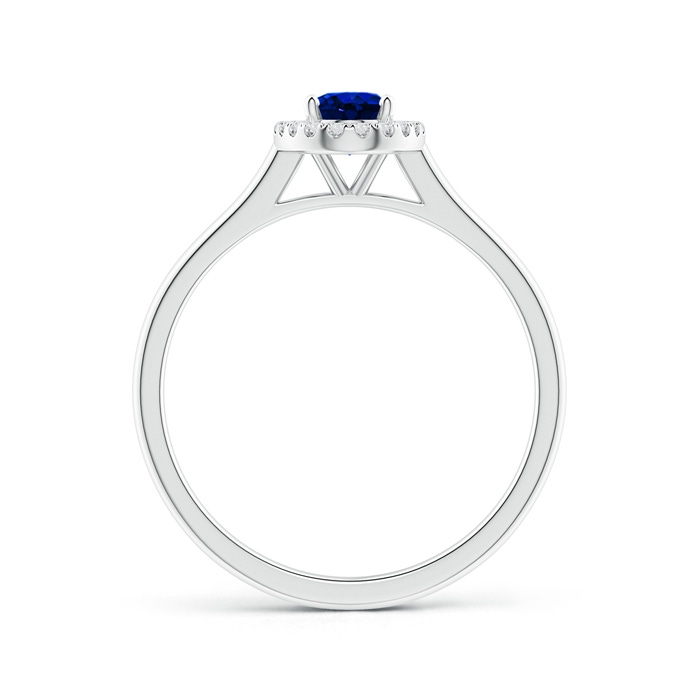 6x4mm AAAA Prong-Set Oval Blue Sapphire Halo Ring in White Gold product image