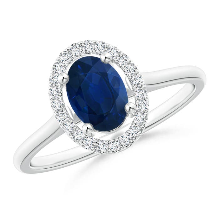 AA - Blue Sapphire / 0.99 CT / 14 KT White Gold