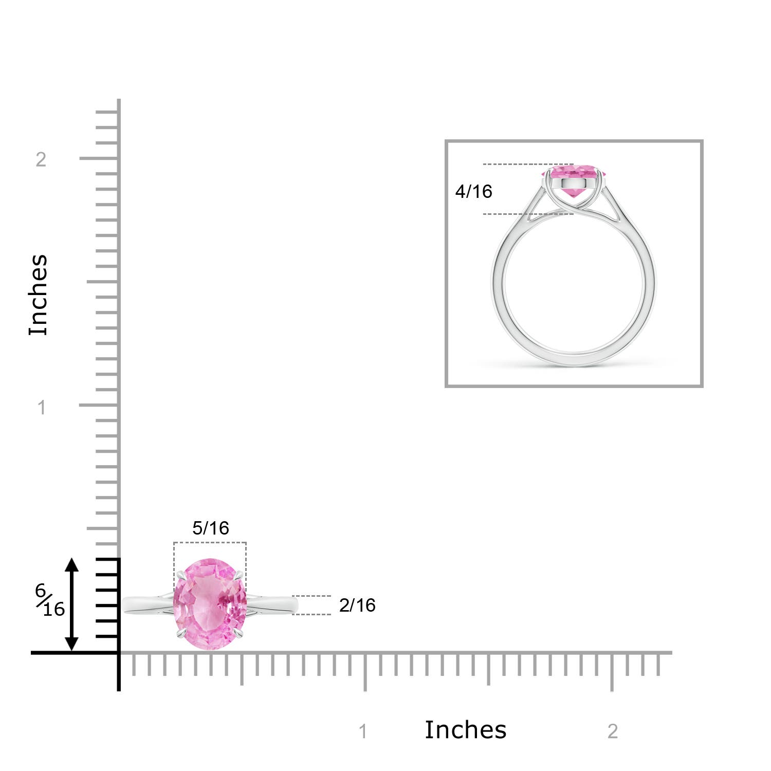 A - Pink Sapphire / 3 CT / 14 KT White Gold