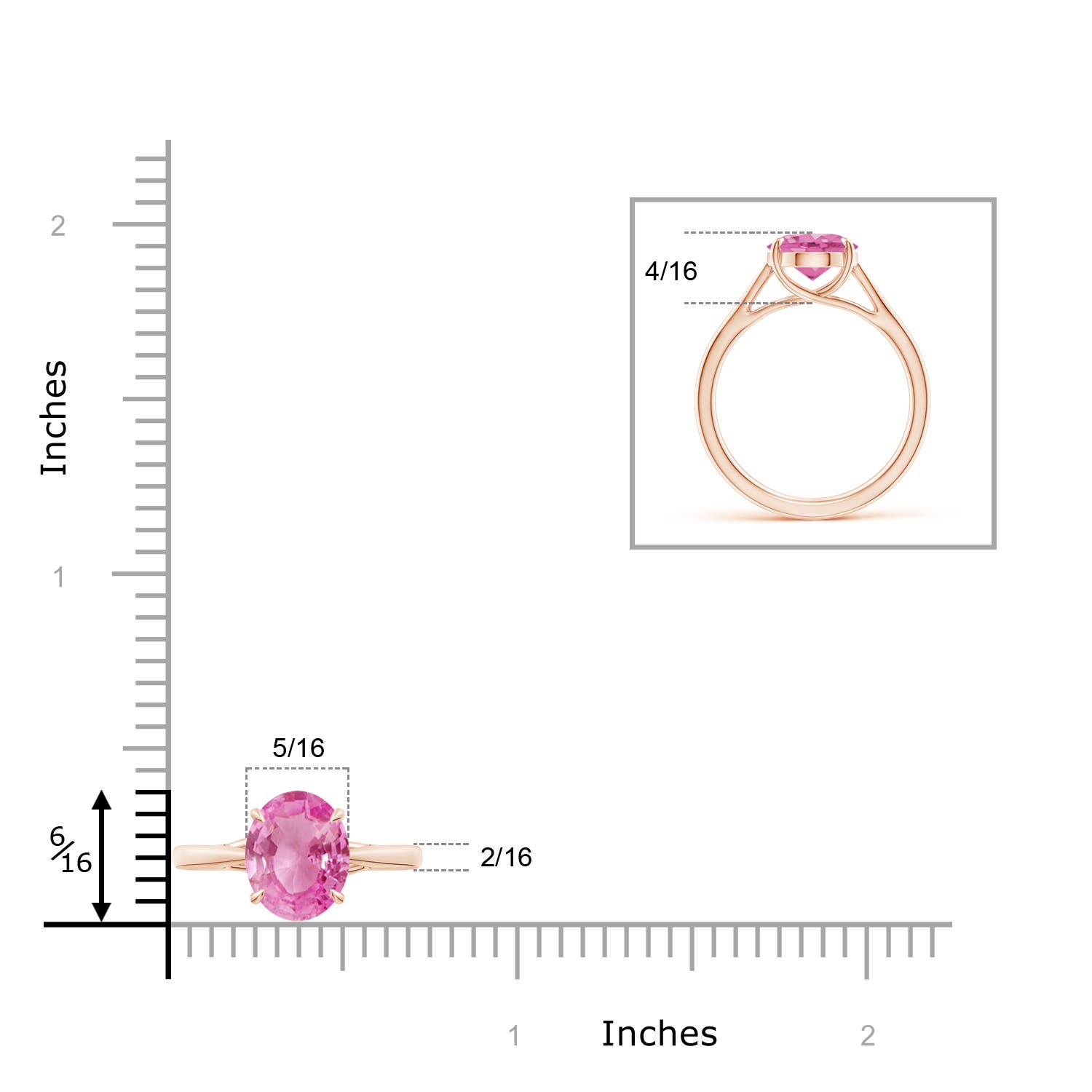 AA - Pink Sapphire / 3 CT / 14 KT Rose Gold