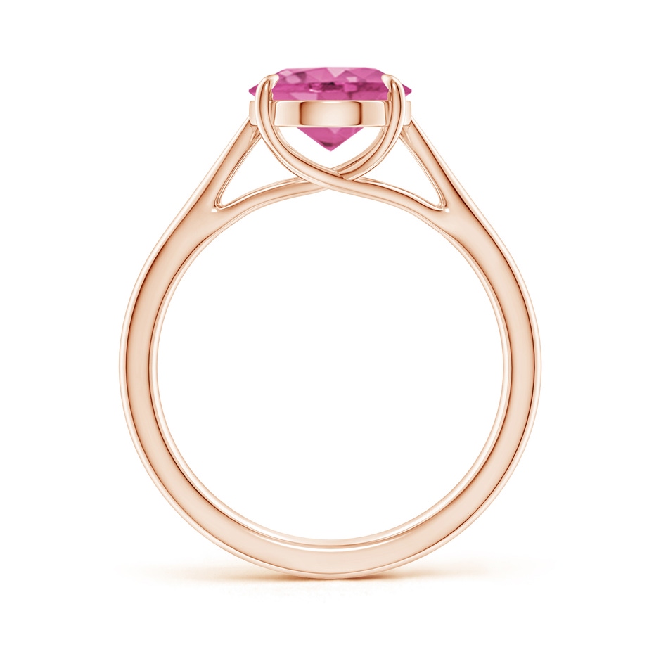 10x8mm AAA Prong-Set Oval Pink Sapphire Cathedral Solitaire Ring in Rose Gold side-1