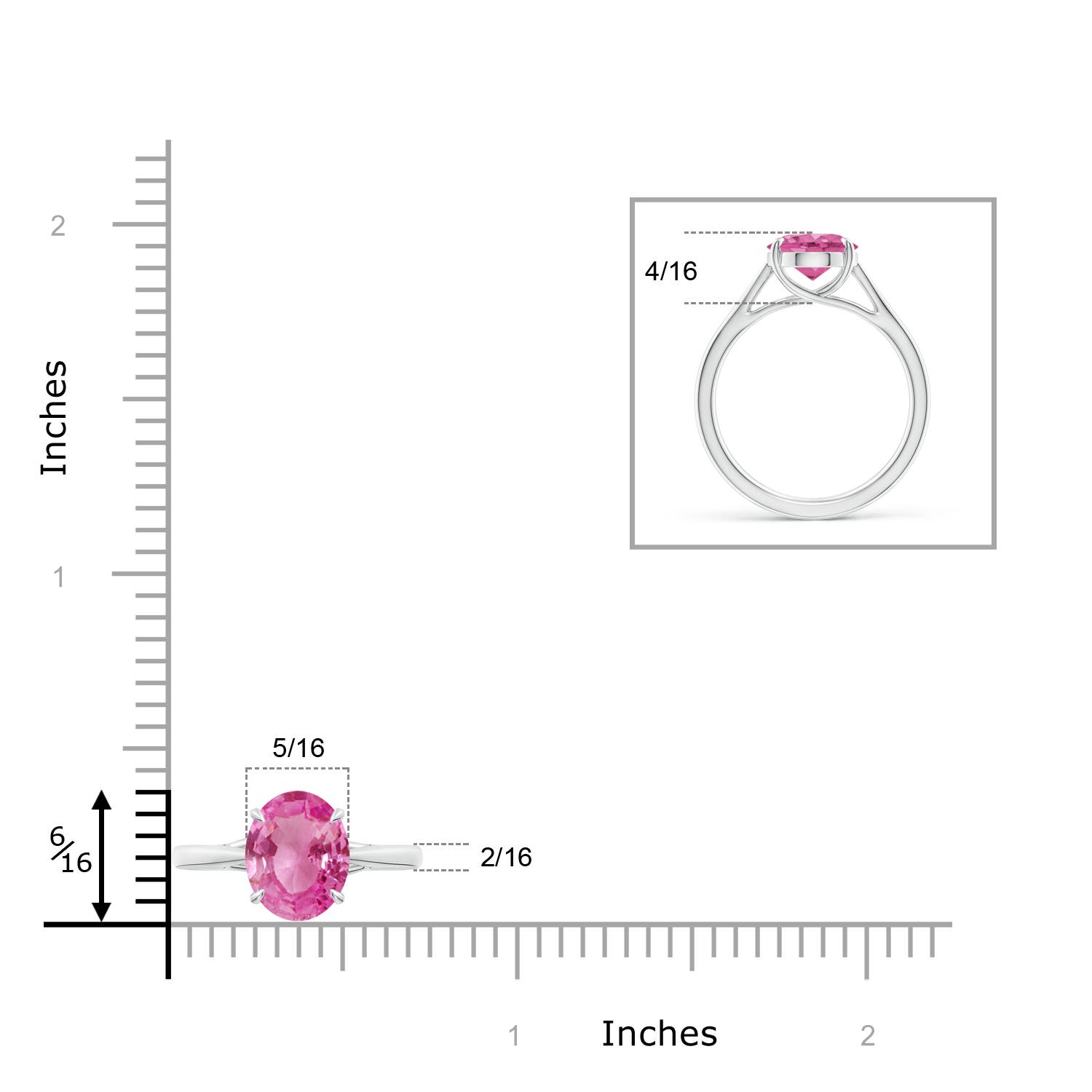 AAA - Pink Sapphire / 3 CT / 14 KT White Gold