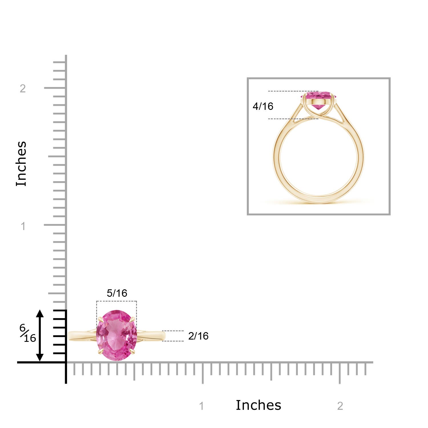 AAA - Pink Sapphire / 3 CT / 14 KT Yellow Gold