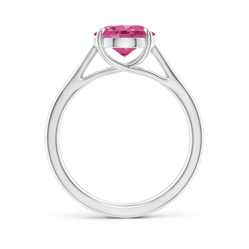 10x8mm AAAA Prong-Set Oval Pink Sapphire Cathedral Solitaire Ring in P950 Platinum Side-1
