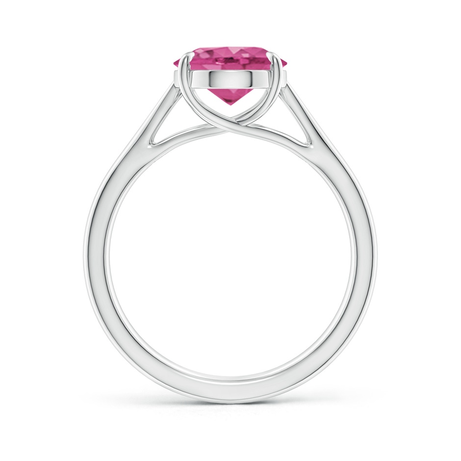 10x8mm AAAA Prong-Set Oval Pink Sapphire Cathedral Solitaire Ring in P950 Platinum side-1