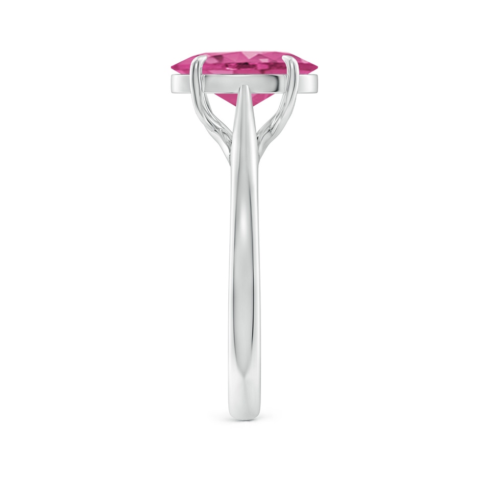 10x8mm AAAA Prong-Set Oval Pink Sapphire Cathedral Solitaire Ring in P950 Platinum side-2