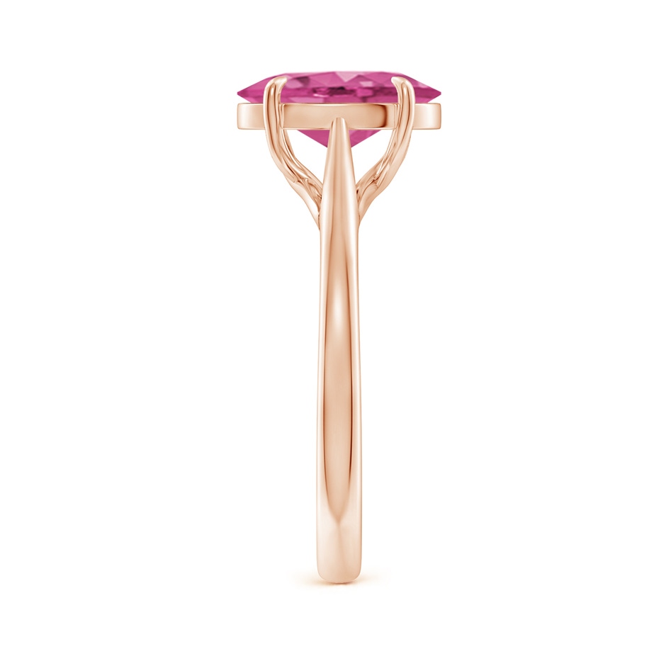 10x8mm AAAA Prong-Set Oval Pink Sapphire Cathedral Solitaire Ring in Rose Gold side-2