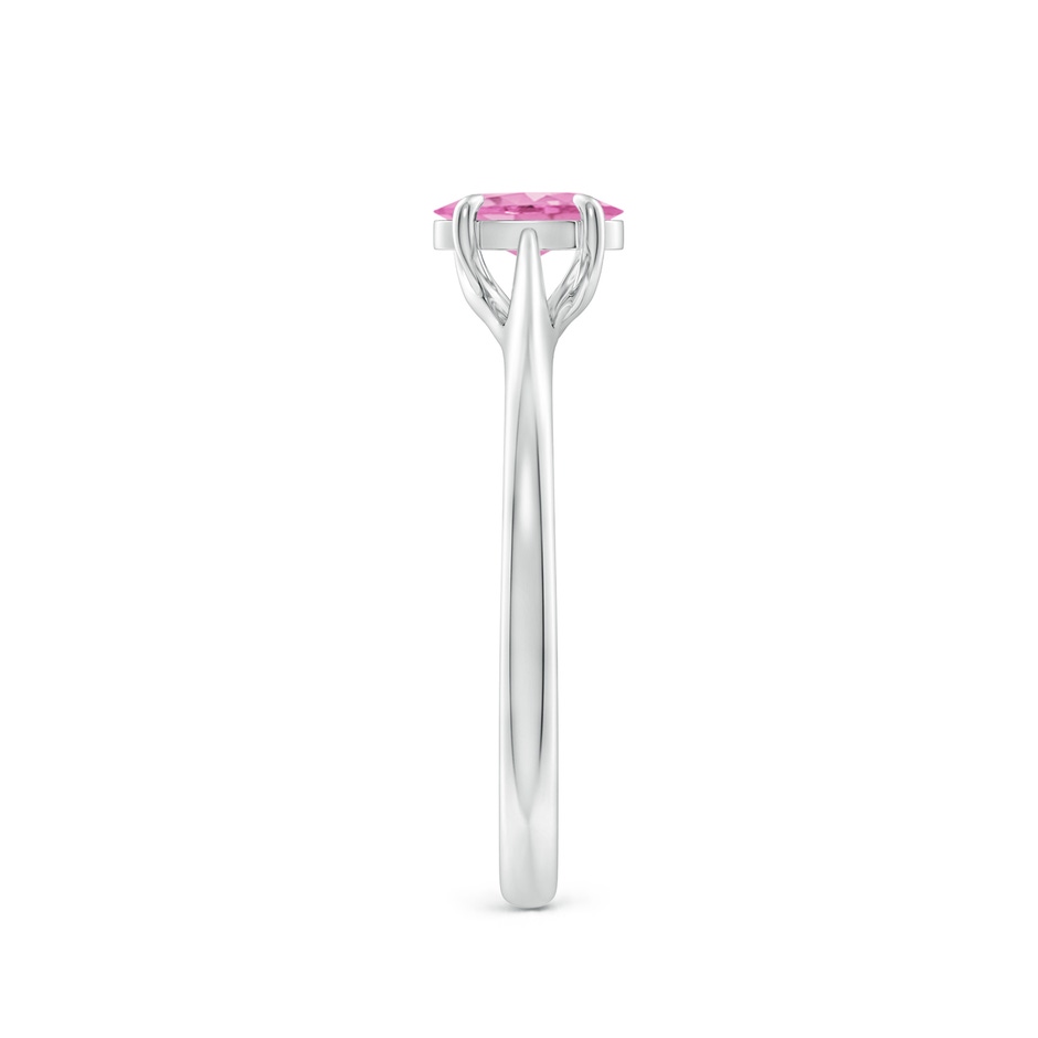 6x4mm A Prong-Set Oval Pink Sapphire Cathedral Solitaire Ring in White Gold side-2