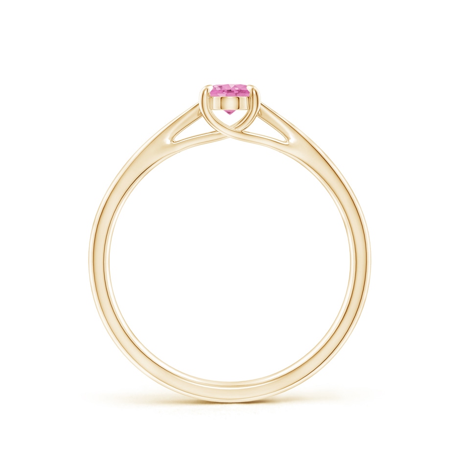 6x4mm A Prong-Set Oval Pink Sapphire Cathedral Solitaire Ring in Yellow Gold side-1
