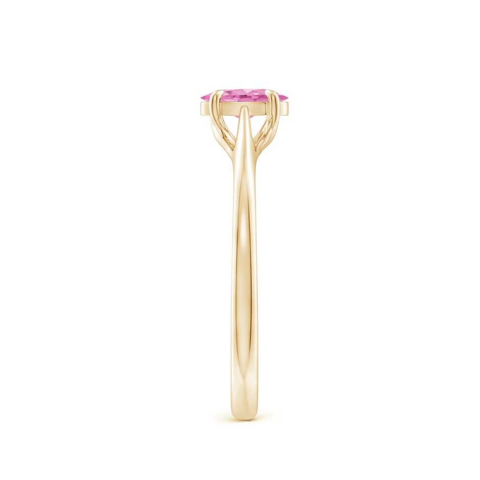 6x4mm A Prong-Set Oval Pink Sapphire Cathedral Solitaire Ring in Yellow Gold side-2