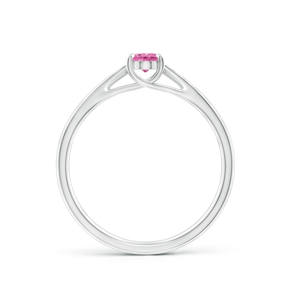 6x4mm AA Prong-Set Oval Pink Sapphire Cathedral Solitaire Ring in White Gold side-1