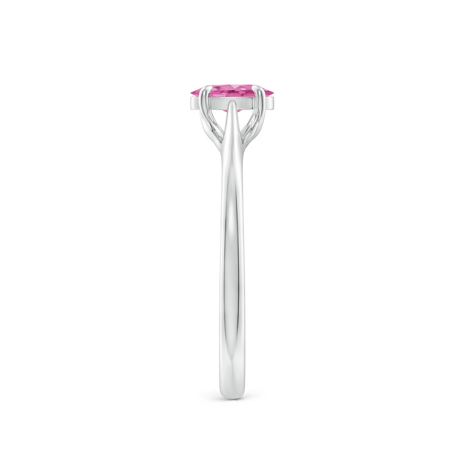 6x4mm AA Prong-Set Oval Pink Sapphire Cathedral Solitaire Ring in White Gold side-2