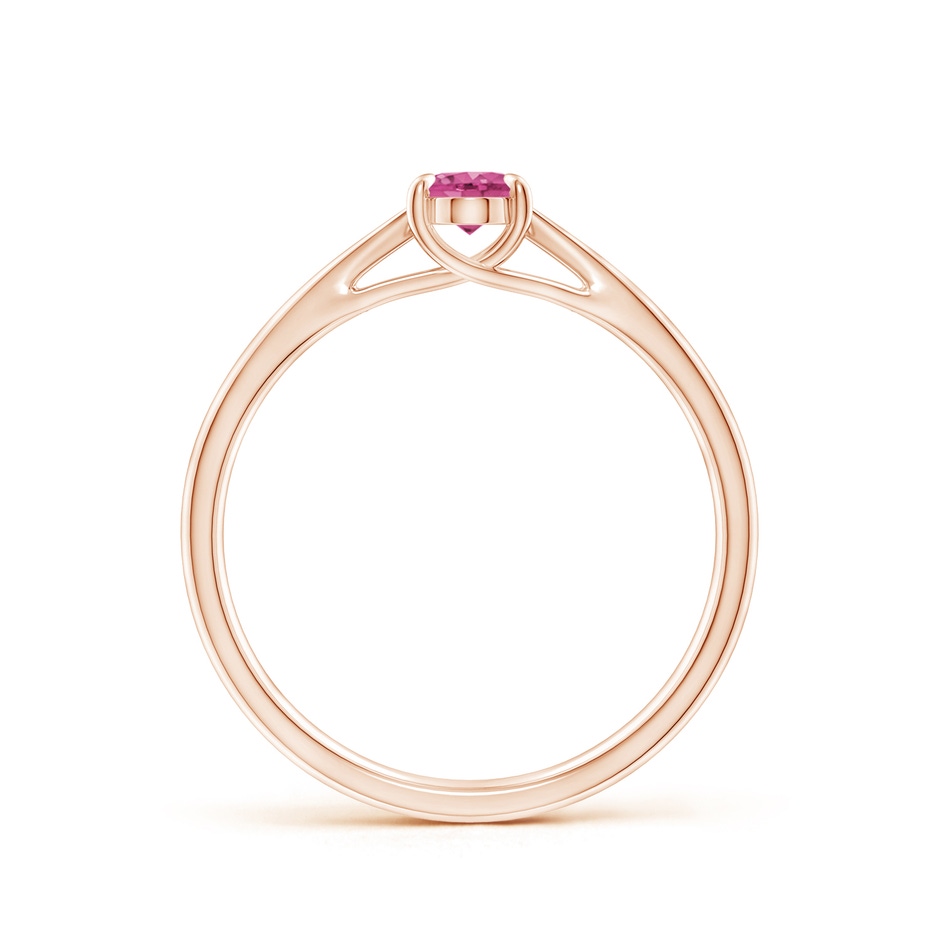 6x4mm AAAA Prong-Set Oval Pink Sapphire Cathedral Solitaire Ring in 9K Rose Gold side 1