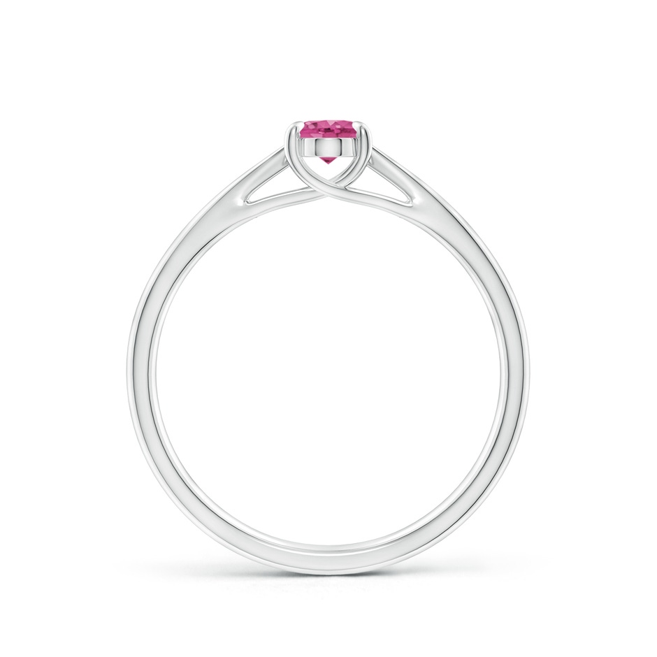 6x4mm AAAA Prong-Set Oval Pink Sapphire Cathedral Solitaire Ring in P950 Platinum side-1