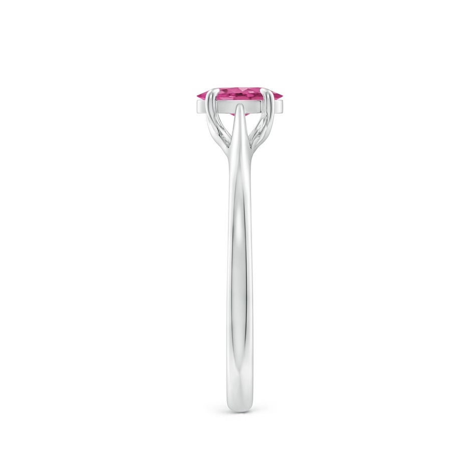 6x4mm AAAA Prong-Set Oval Pink Sapphire Cathedral Solitaire Ring in P950 Platinum side-2