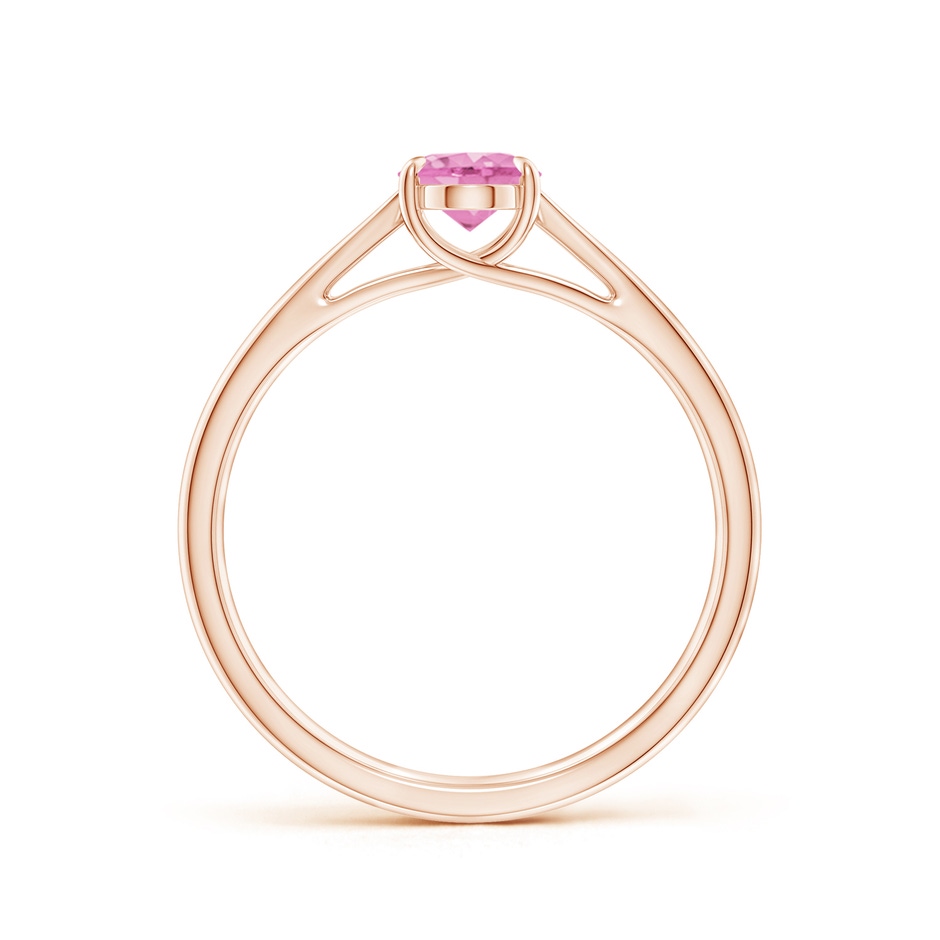 7x5mm A Prong-Set Oval Pink Sapphire Cathedral Solitaire Ring in Rose Gold side-1