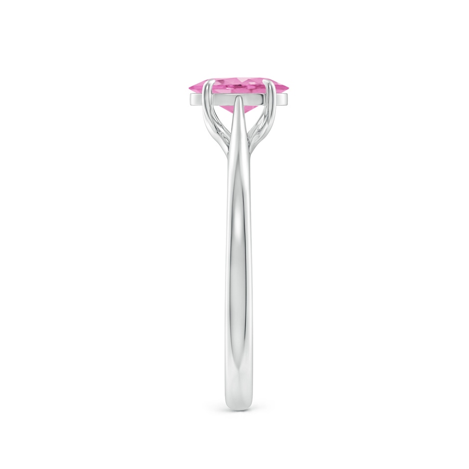 7x5mm A Prong-Set Oval Pink Sapphire Cathedral Solitaire Ring in White Gold side-2