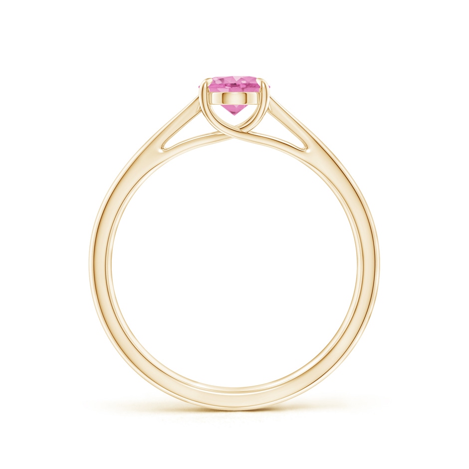 7x5mm A Prong-Set Oval Pink Sapphire Cathedral Solitaire Ring in Yellow Gold side-1