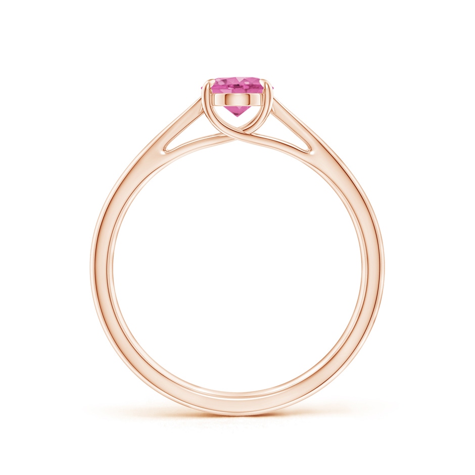 7x5mm AA Prong-Set Oval Pink Sapphire Cathedral Solitaire Ring in Rose Gold side-1