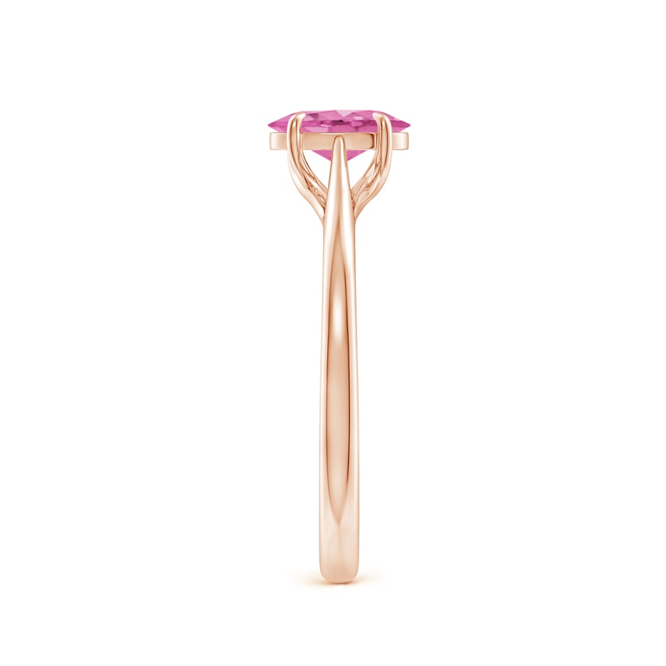 7x5mm AA Prong-Set Oval Pink Sapphire Cathedral Solitaire Ring in Rose Gold side-2