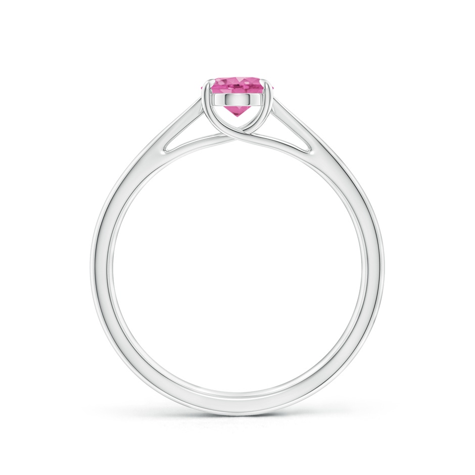 7x5mm AA Prong-Set Oval Pink Sapphire Cathedral Solitaire Ring in White Gold side-1