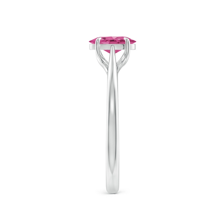 7x5mm AAAA Prong-Set Oval Pink Sapphire Cathedral Solitaire Ring in P950 Platinum side-2