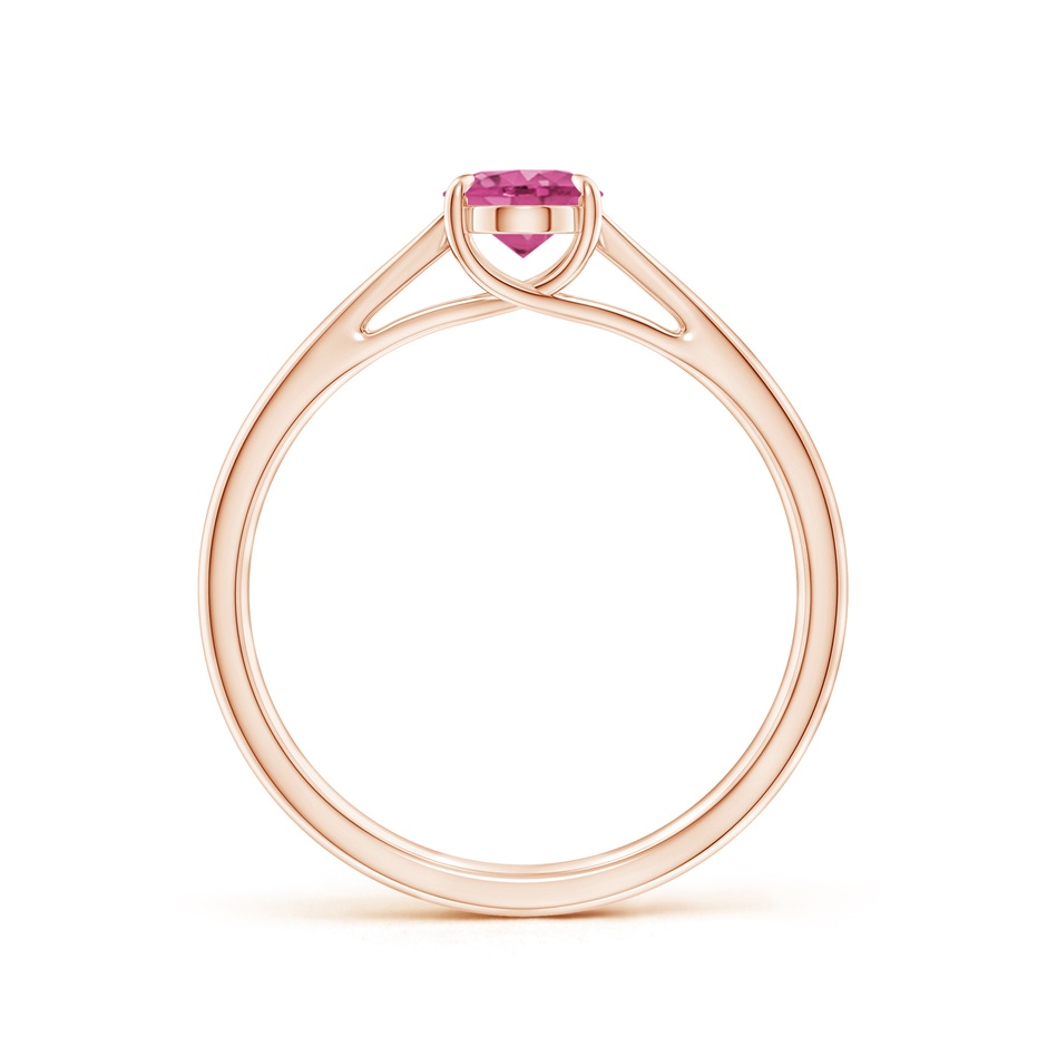 7x5mm AAAA Prong-Set Oval Pink Sapphire Cathedral Solitaire Ring in Rose Gold side-1