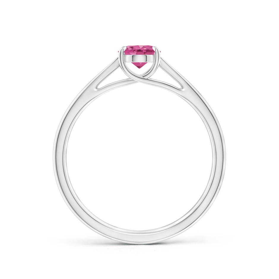 7x5mm AAAA Prong-Set Oval Pink Sapphire Cathedral Solitaire Ring in White Gold side-1