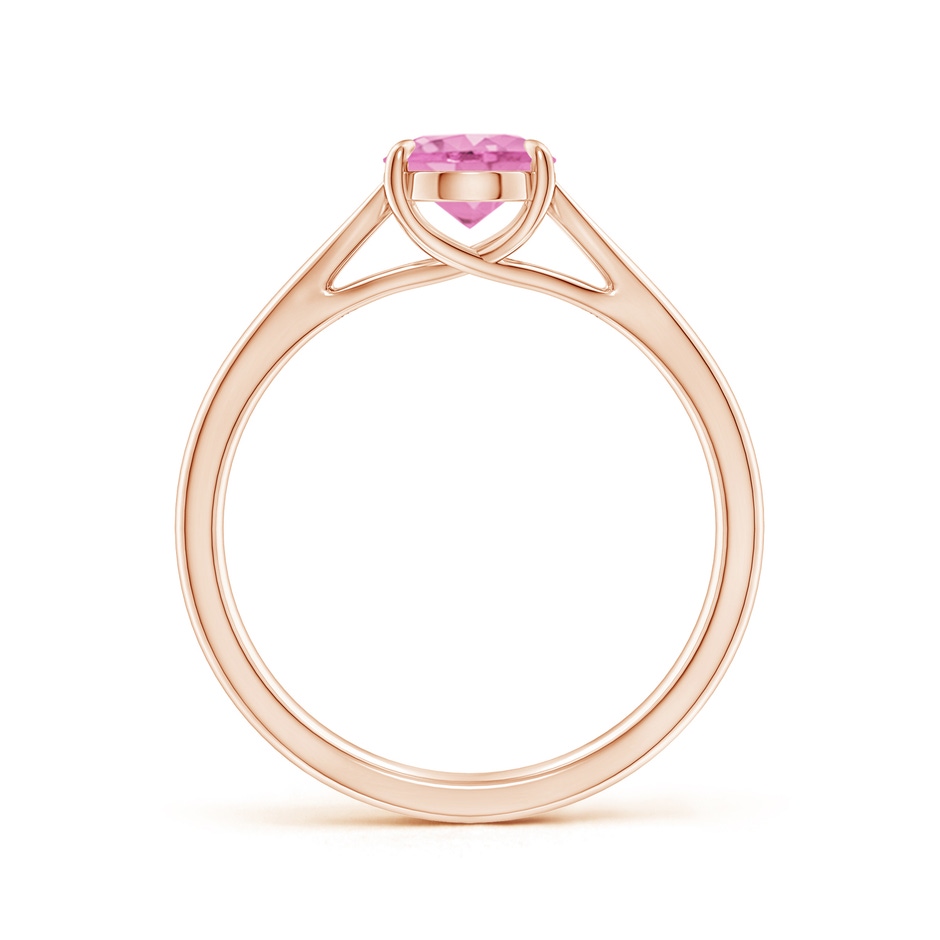 8x6mm A Prong-Set Oval Pink Sapphire Cathedral Solitaire Ring in Rose Gold side-1
