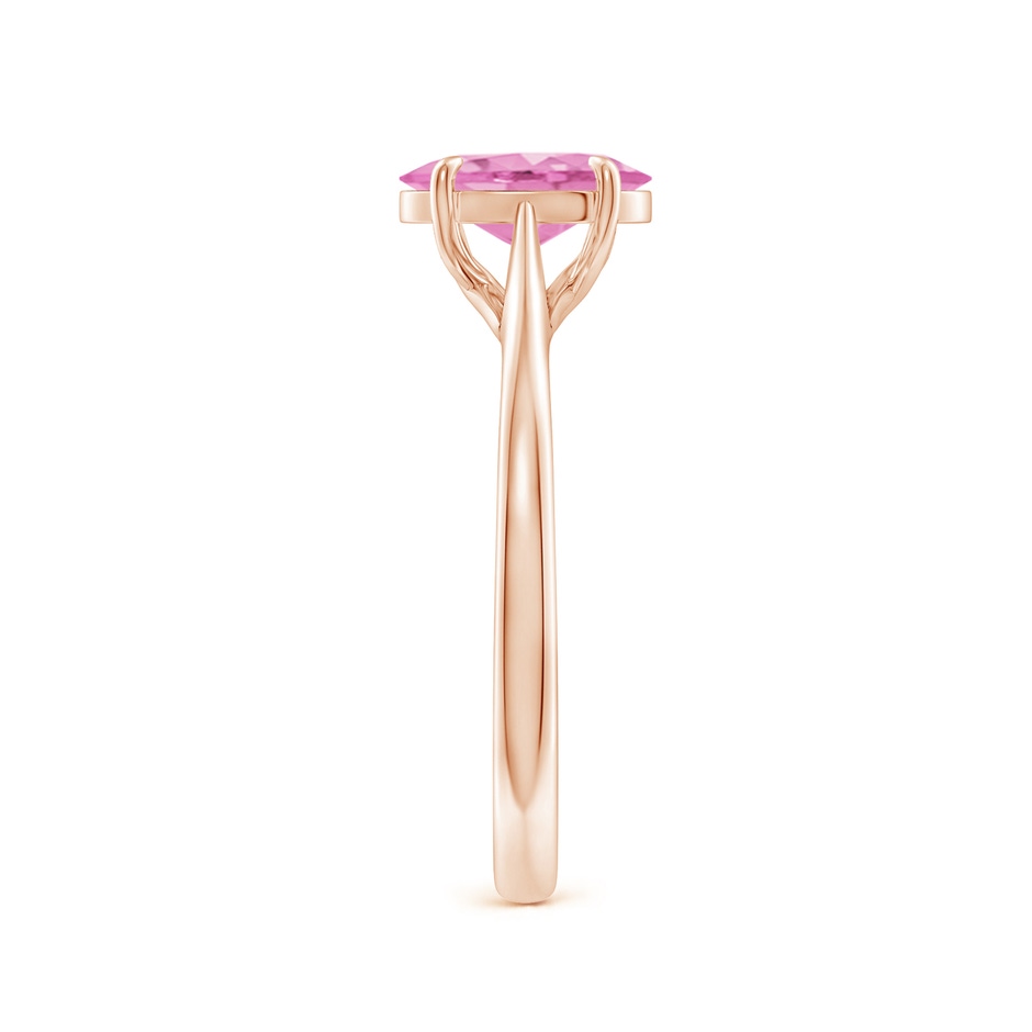 8x6mm A Prong-Set Oval Pink Sapphire Cathedral Solitaire Ring in Rose Gold side-2